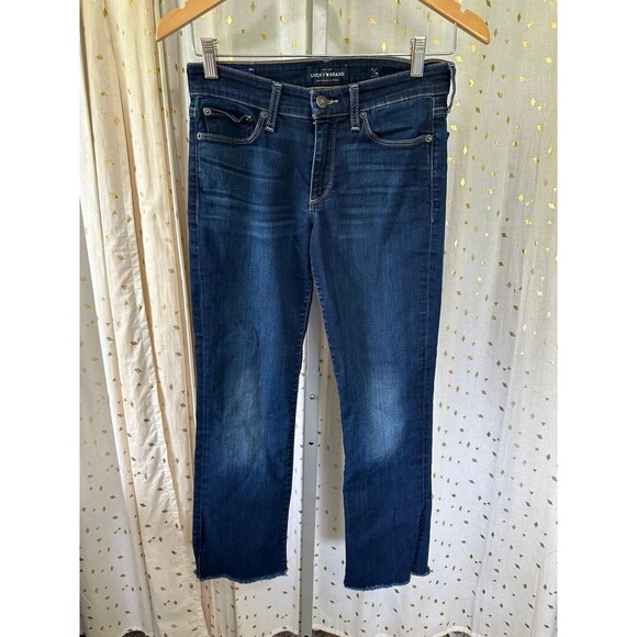 Lucky Brand Orta Premium Mid Rise Sweet Boot Side Slits Cropped Denim Jeans 2/26 - Picture 5 of 10